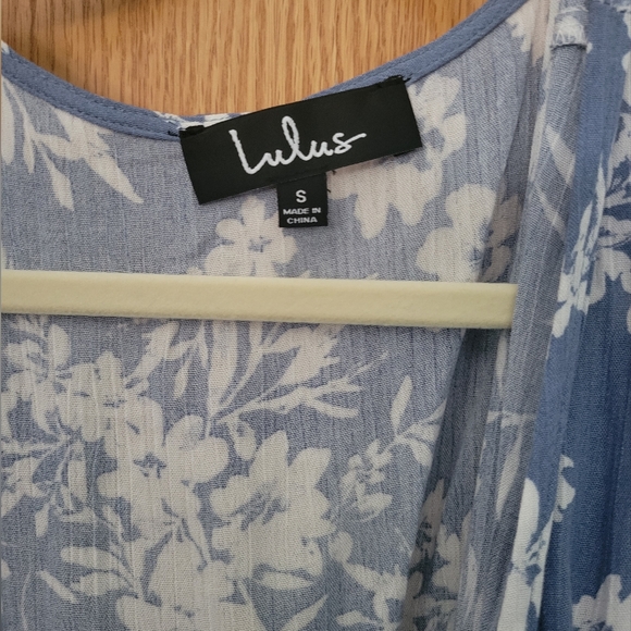 Lulus Light Blue Floral Mini Wrap Dress - Picture 3 of 3